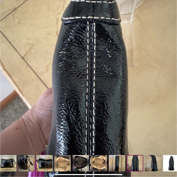 Coach Mini Black Patent Leather Wristlet with Turnlock Hardware